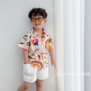 Áo sơ mi cộc tay cho bé trai Batala kids, Sơm mi mùa hè đi biển cho bé hoạ tiết sinh động dễ thương 10- 22kg SM-HOATIE