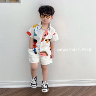 Áo sơ mi cộc tay cho bé trai Batala kids, Sơm mi mùa hè đi biển cho bé hoạ tiết sinh động dễ thương 10- 22kg SM-HOATIE