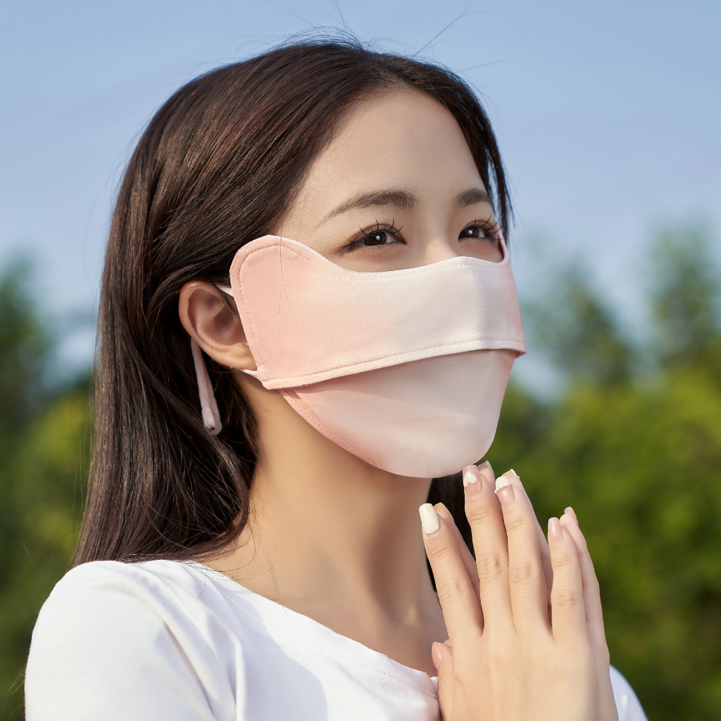 Khẩu trang vải su có điều chỉnh dây chống tia UV màu omber siêu xinh