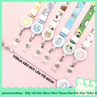 [Sẵn VN - Hỏa Tốc] Dây Đeo Thẻ 45cm Kèm Tơrua Kéo Rút Sử Dụng Móc Bao Đựng Thẻ Nhân Viên Phong Cách Nhân Vật Hoạt Hình