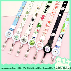Dây Đeo Thẻ 45cm Kèm Tơrua Kéo Rút Sử Dụng Móc Bao Đựng Thẻ Nhân Viên Phong Cách Nhân Vật Hoạt Hình