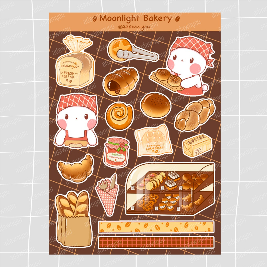 Một Tấm Sticker Dễ Thương Dán Trang Trí Sổ Hình Tiệm Bánh Thỏ | Shopee ...