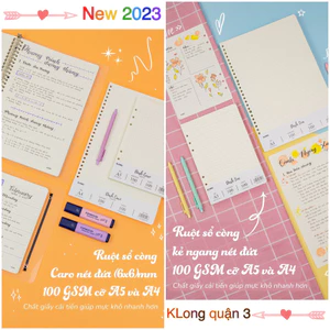KLONG - Ruột sổ còng cỡ A5 / B5 / A4 - Dash CARO - Dash LINE - 100 tờ 100/76; MS: 520 / 521 / 526 / 527 / 532 / 533 🐻🌻