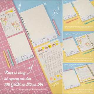 KLONG - Ruột sổ còng cỡ A5 / B5 / A4 - Dash CARO - Dash LINE - 100 tờ 100/76; MS: 520 / 521 / 526 / 527 / 532 / 533 🐻🌻