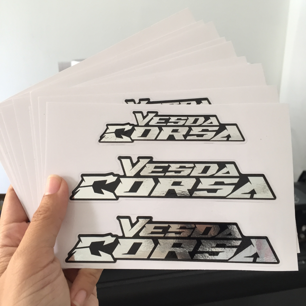 Bộ tem Vesda Corsa, chất liệu Crom sáng bóng. Decal cao cấp dán xe Vespa và mọi dòng xe khác. Chống nước
