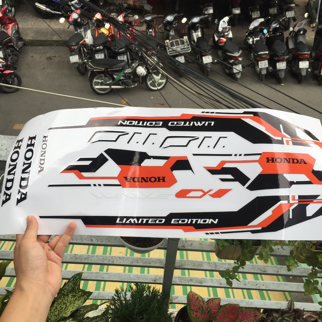 Tem WAVE A 2017, Xe 110 Decal cao cấp, tách nền dán lên mọi màu xe. Không bay màu, chống nước
