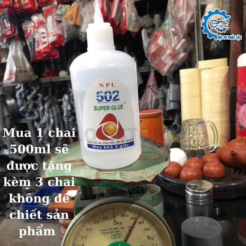 Keo 502 NPL - keo dán sắt lớn lọ tròn siêu dính 500ml -Tặng kèm 3 chai ...
