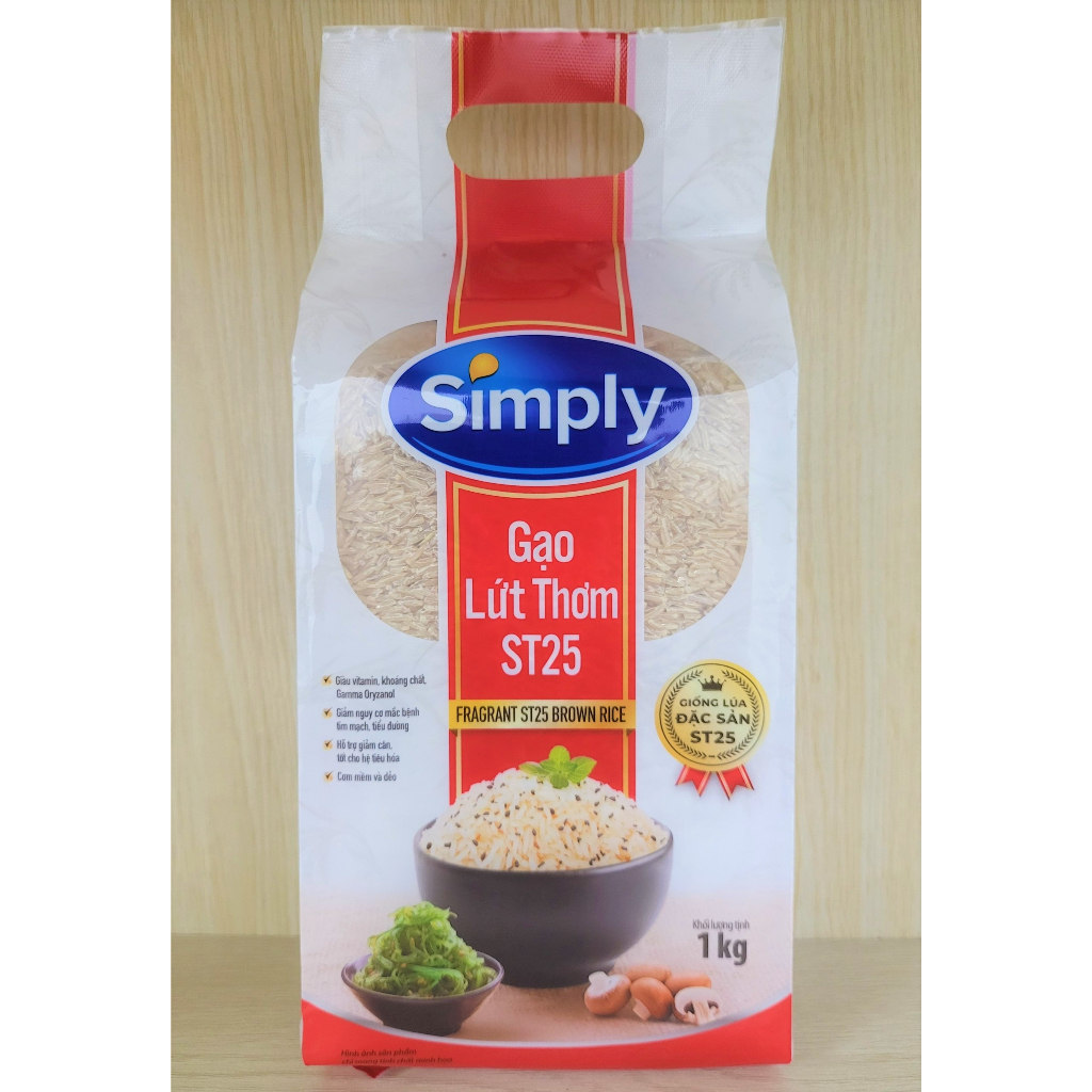 Túi ST25 (SIMPLY 1 Kg) GẠO LỨT THƠM Fragrant ST25 Brown Rice | Shopee ...