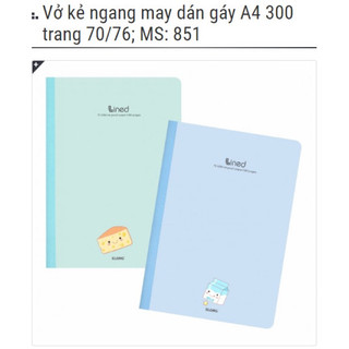 KLONG - Vở kẻ ngang may dán gáy cỡ A4 120 / 200 / 300 trang - định lượng 70gsm - 100gsm; MS: 849 / MS: 850 / MS: 851 🐻🌻