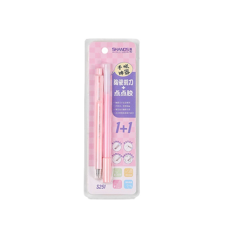 Dao cắt chạm khắc sticker dạng bút có thể thu gọn màu sắc xinh xắn