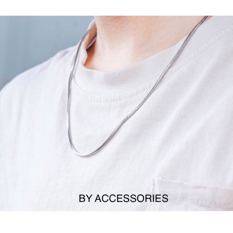 Dây chuyền nam nữ unisex titan mì trơn form vuông sắc nét độ dày 0.9 đến 2mm nhiều size không gỉ C04