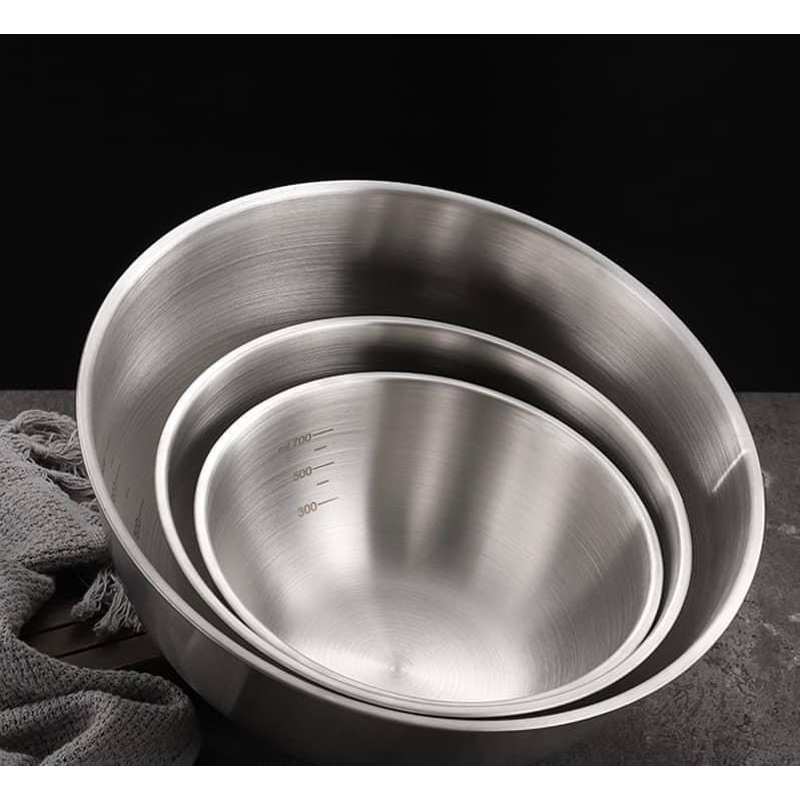 Bộ 3 âu trộn inox, set 3 bát inox to để trộn salad, ướp thịt, trộn bột ...