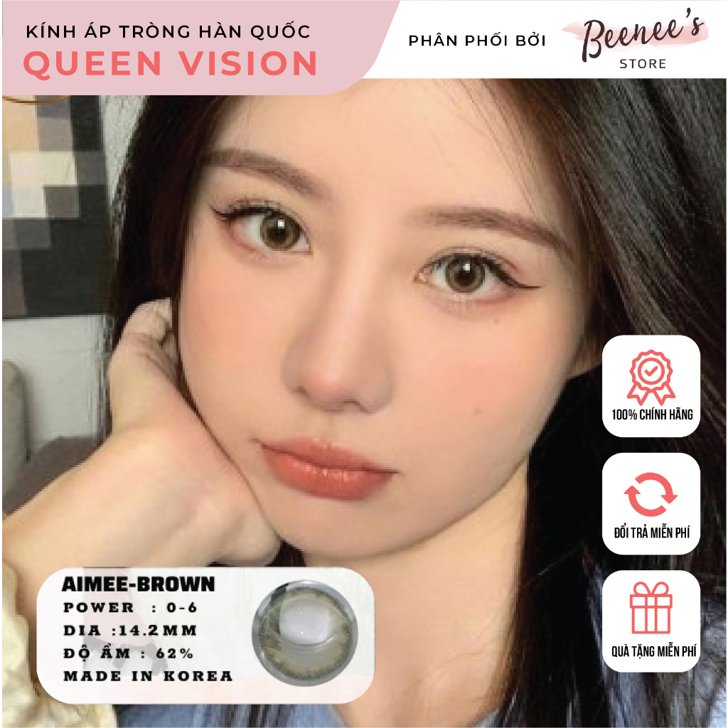 [CHÍNH HÃNG] Kính áp tròng Queen Vision AIMEE BROWN Lens Hàn chính