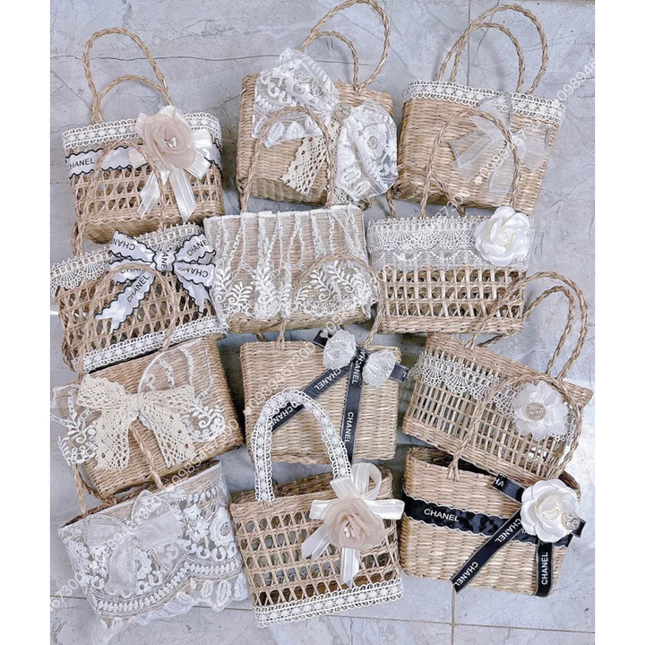 TÚI CÓI MINI ĐI BIỂN VINTAGE, Túi Cói Đi Biển Sang Chảnh Cho Chị Em, MẸ VÀ EM BÉ Nha (Túi cói Merci)