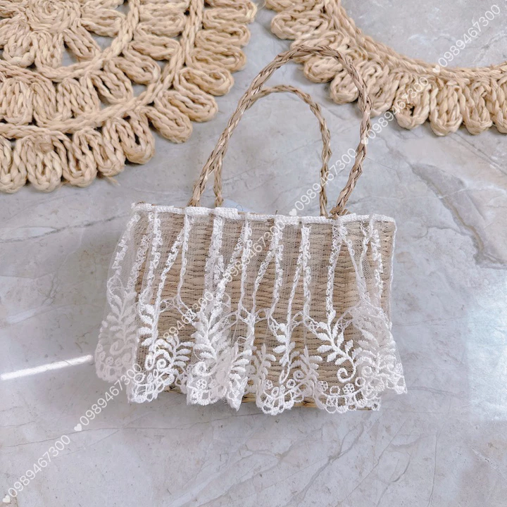 TÚI CÓI MINI ĐI BIỂN VINTAGE, Túi Cói Đi Biển Sang Chảnh Cho Chị Em, MẸ VÀ EM BÉ Nha (Túi cói Merci)