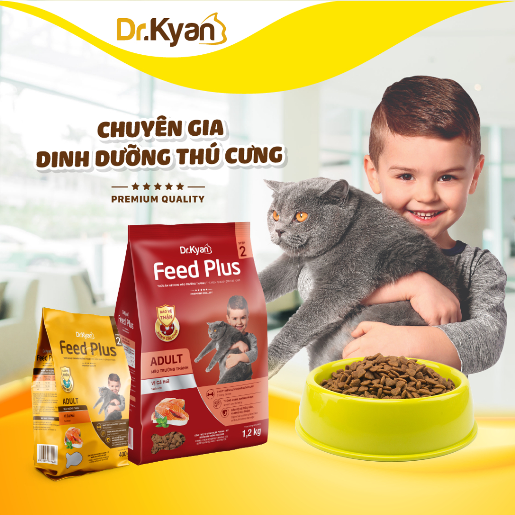 Ảnh Dr.Kyan - Thức ăn hạt cho mèo lớn Feed Plus - Adutl 400g - Vị cá hồi - DrKyan 1