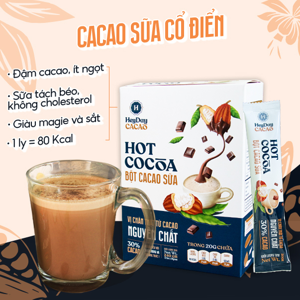 Ảnh Combo 2 Gói 20g Bột Cacao Sữa Tiện Lợi và Bột Cacao Sữa Dừa Thuần Chay - Heyday Cacao 4