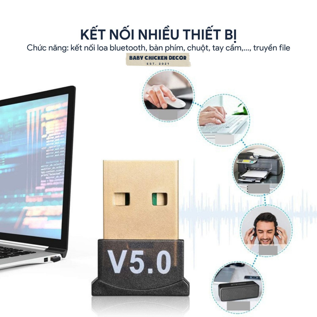 USB Bluetooth 5.1 dành cho PC - Bộ chuyển đổi Bluetooth USB nhỏ gọn tiện dụng - BCD | BigBuy360 - bigbuy360.vn