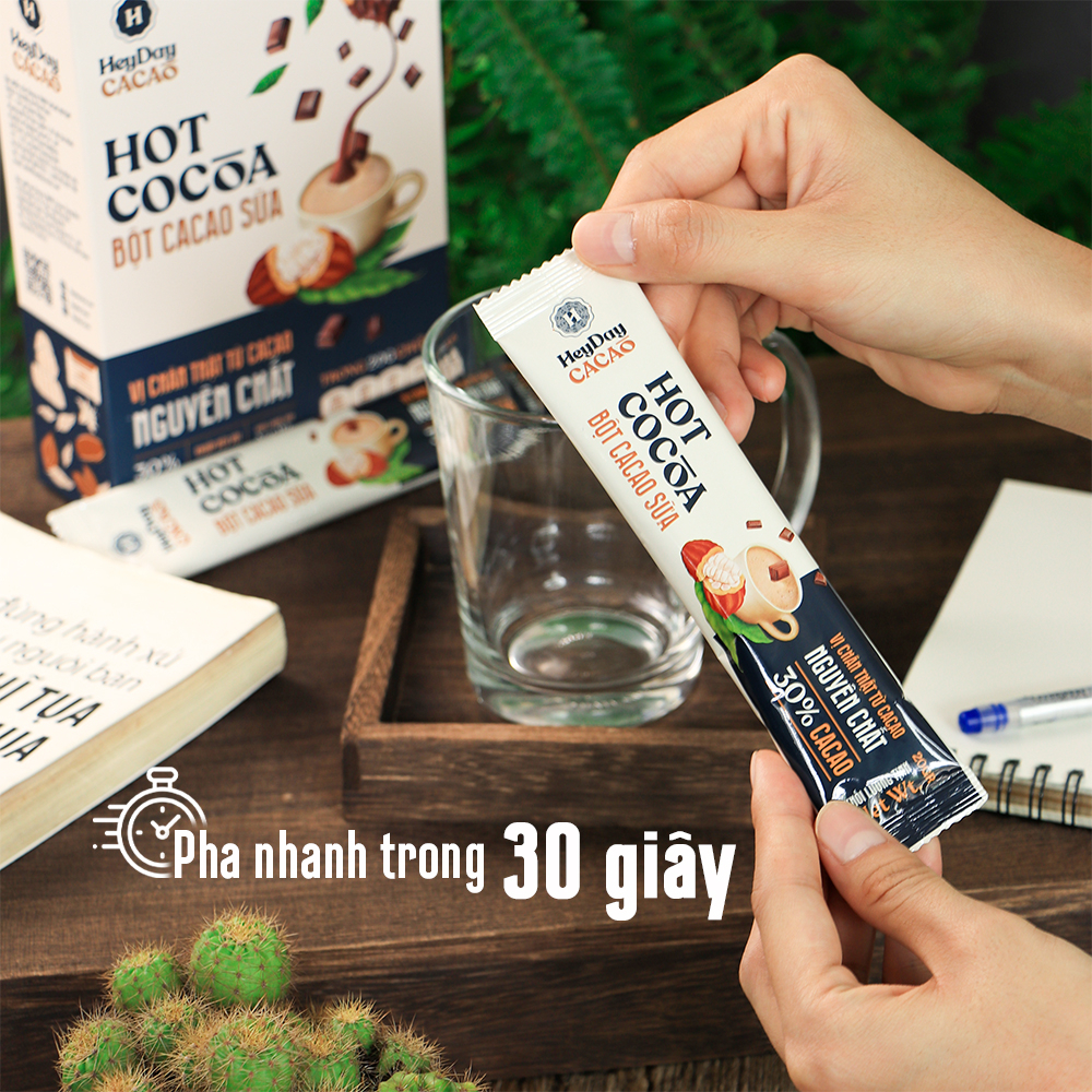 Ảnh Combo 2 Gói 20g Bột Cacao Sữa Tiện Lợi và Bột Cacao Sữa Dừa Thuần Chay - Heyday Cacao 2