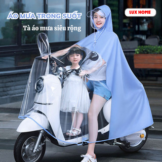 Áo mưa nửa trước trong suốt cho Mẹ và Bé, che phủ toàn thân, kèm kính chắn mưa
