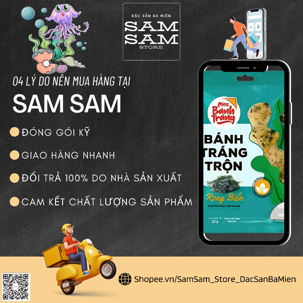 [Ngon] Bánh Tráng Trộn Ăn Liền Trọng Lượng 20g Vị Rong Biển Thương Hiệu Miss Bánh Tráng Đặc Biệt Thơm Ngon Giá Ưu Đãi