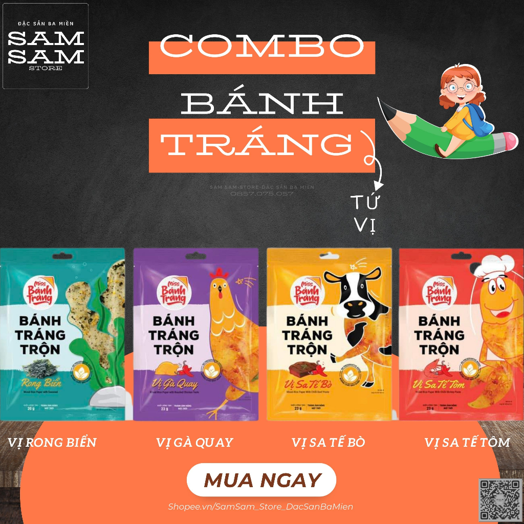 [Ngon] Bánh Tráng Trộn Ăn Liền Trọng Lượng 20g Vị Rong Biển Thương Hiệu Miss Bánh Tráng Đặc Biệt Thơm Ngon Giá Ưu Đãi