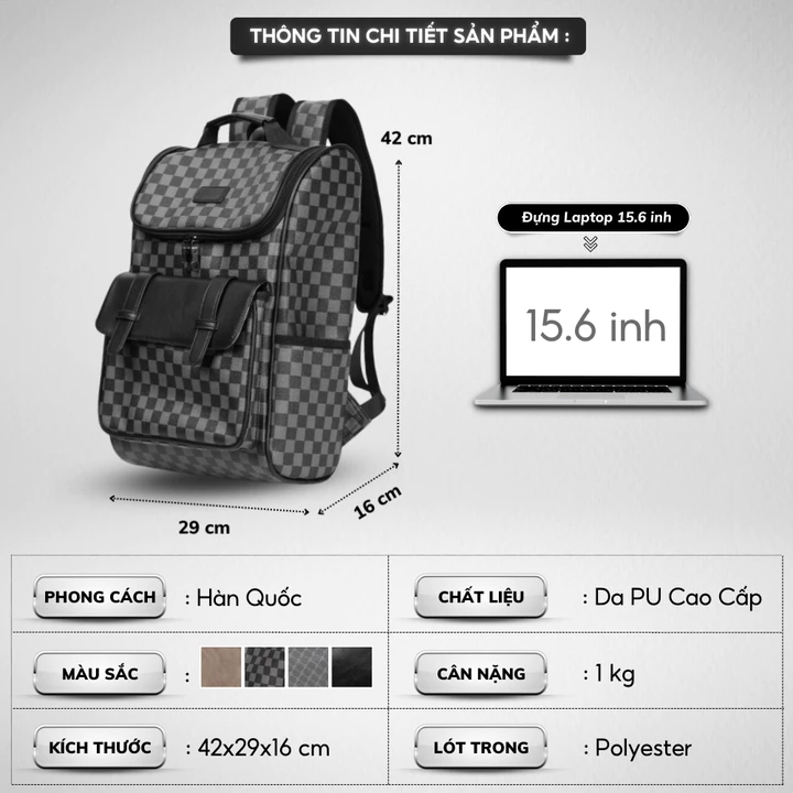 Unisex Korean-Style PU Leather Backpack – Fits Laptop, for School – 3