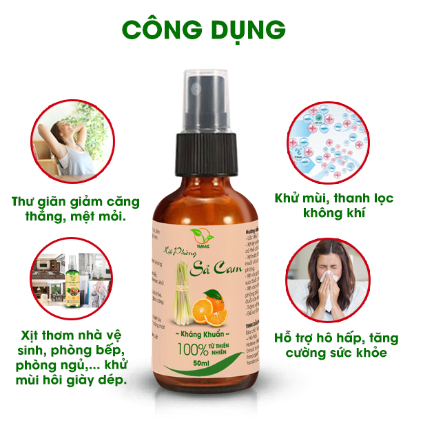 Ảnh Xịt phòng tinh dầu thiên nhiên 50ml nhiều mùi, hương thơm từ tinh dầu thiên nhiên giúp khử mùi, đuổi muỗi và côn trùng. 2