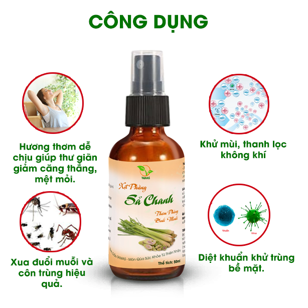 Ảnh Xịt phòng tinh dầu thiên nhiên 50ml nhiều mùi, hương thơm từ tinh dầu thiên nhiên giúp khử mùi, đuổi muỗi và côn trùng. 3
