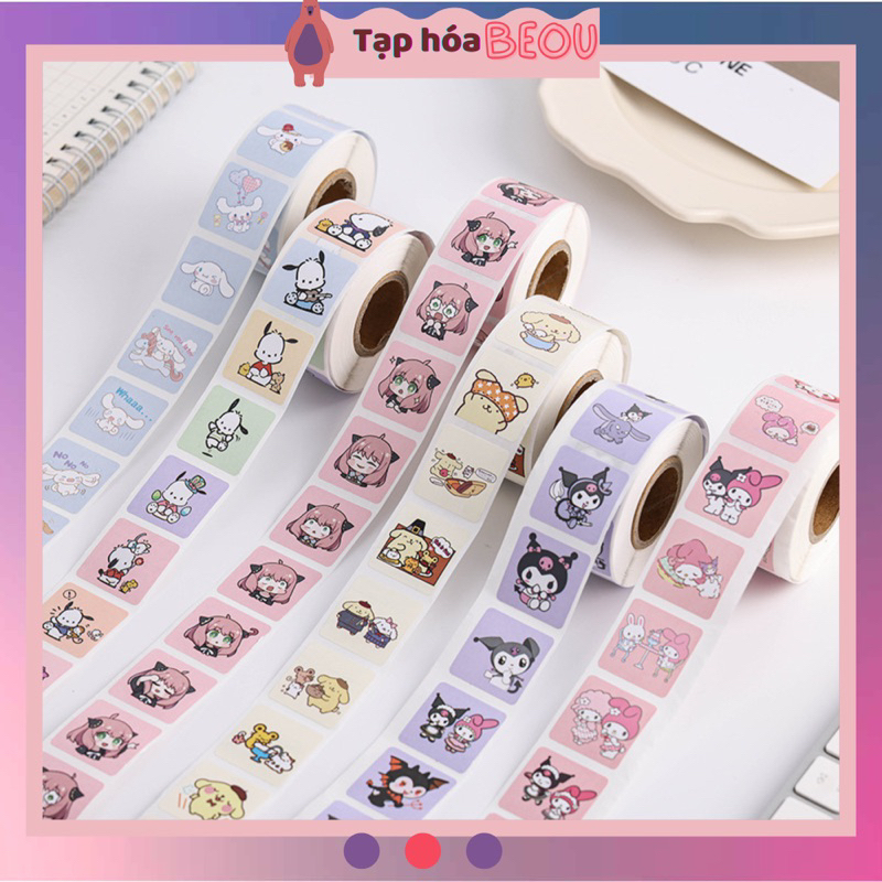 Nhãn dán cute 500 tem, sticker thank you đóng gói hàng, tem dán dễ ...