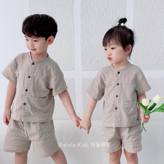 Set đồ linen cho bé trai bé gái Batala Kids Bộ quần áo phong cách Hàn Quốc cho bé từ 10-22kg SETLINEN
