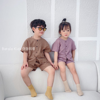 Set đồ linen cho bé trai bé gái Batala Kids Bộ quần áo phong cách Hàn Quốc cho bé từ 10-22kg SETLINEN
