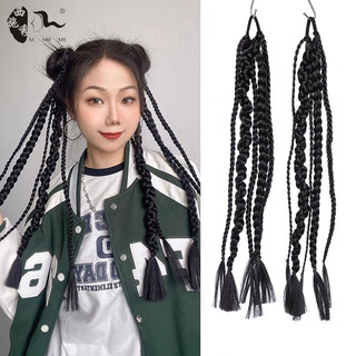 Tóc Giả Tết HipHop 11 Tết Đen (Giá 1 bên) Cá Tính HaminStore