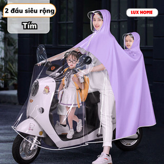 Áo mưa nửa trước trong suốt cho Mẹ và Bé, che phủ toàn thân, kèm kính chắn mưa