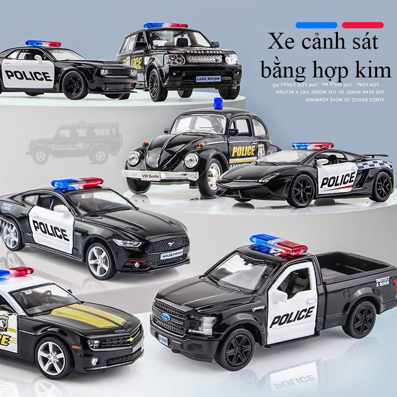 Đồ chơi xe cảnh sát KAVY bằng hợp kim chạy cót nhiều loại xe khác nhau
