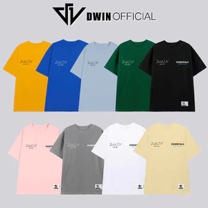 Áo thun unisex nam nữ trơn in logo Dwin basic nhiều màu phông form rộng cotton 100% AT01D