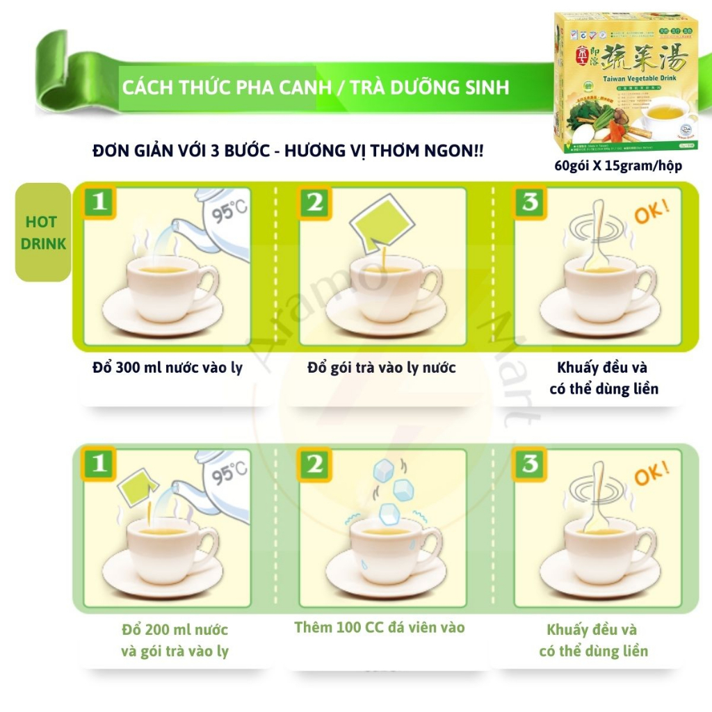 [Hàng Nội Địa] Canh dưỡng sinh Đài Loan - Vegetable Drink King Kung tăng sức đề kháng tốt cho sức khoẻ  30 & 60 gói /Hộp