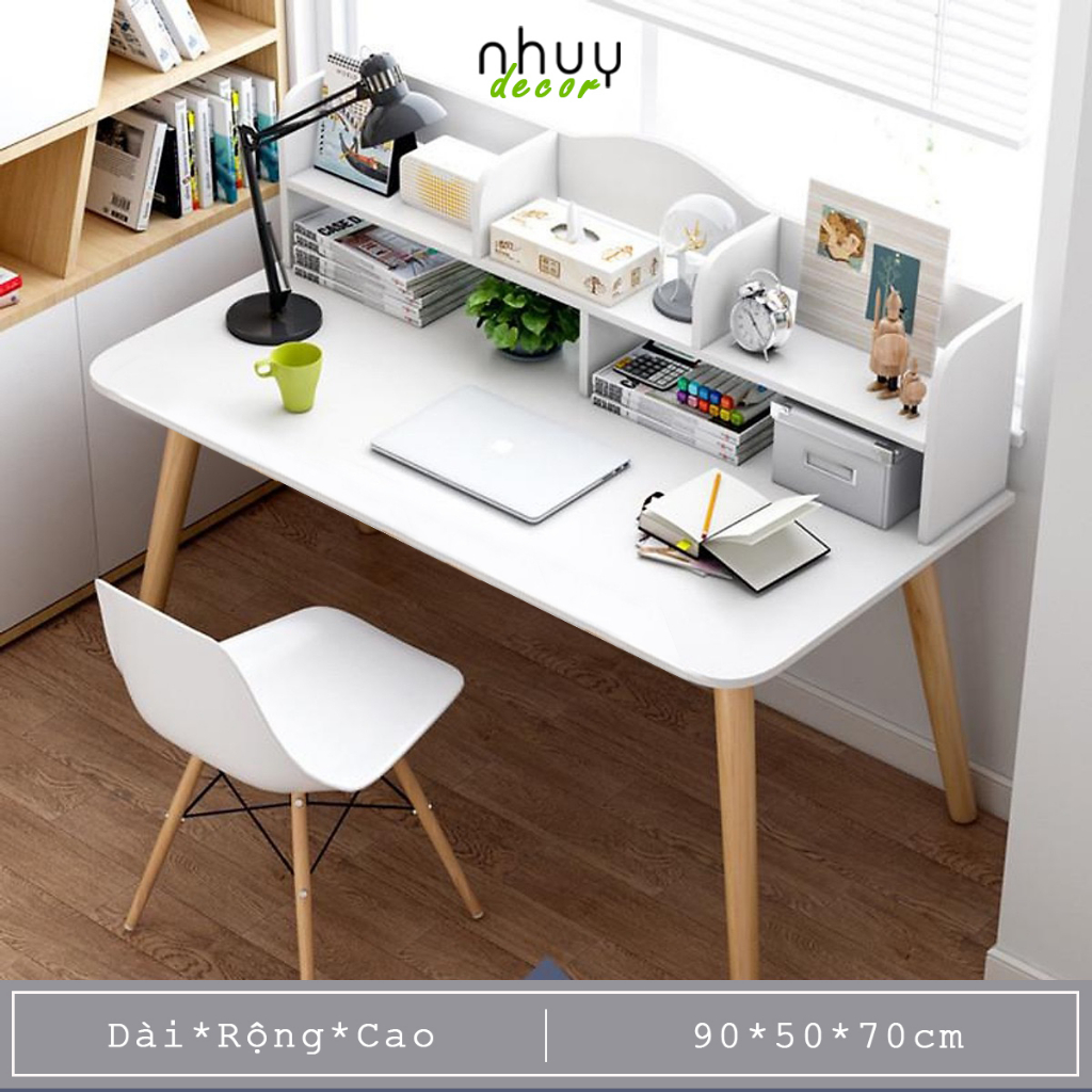 Bàn làm việc, bàn học phong cách Bắc Âu gỗ MDF mặt bàn phủ melamin cao cấp cao 70cm