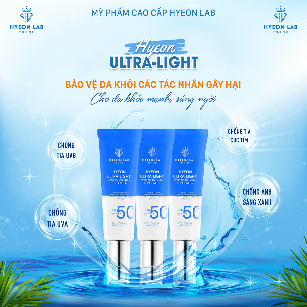[ FREESHIP ] KEM CHỐNG NẮNG HYEON LAB 𝗦𝗣𝗙 𝟱𝟬+, 𝗣𝗔++++ Hyeon Ultra Light Daily UV Defense Sunscreen )