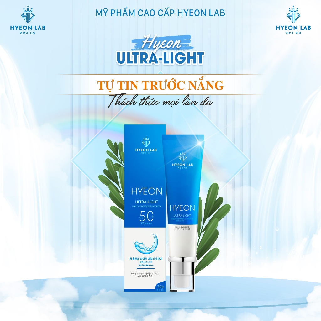 [ FREESHIP ] KEM CHỐNG NẮNG HYEON LAB 𝗦𝗣𝗙 𝟱𝟬+, 𝗣𝗔++++ Hyeon Ultra Light Daily UV Defense Sunscreen )