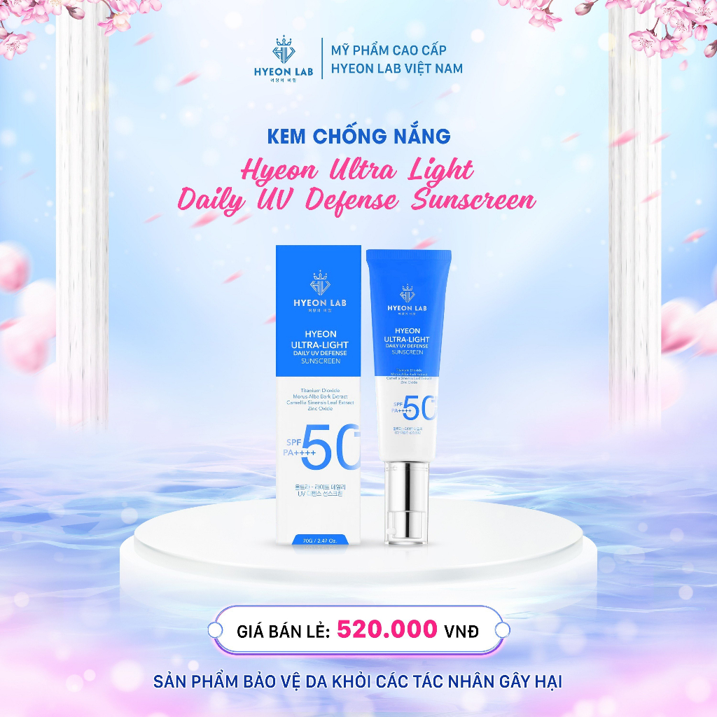 [ FREESHIP ] KEM CHỐNG NẮNG HYEON LAB 𝗦𝗣𝗙 𝟱𝟬+, 𝗣𝗔++++ Hyeon Ultra Light Daily UV Defense Sunscreen )