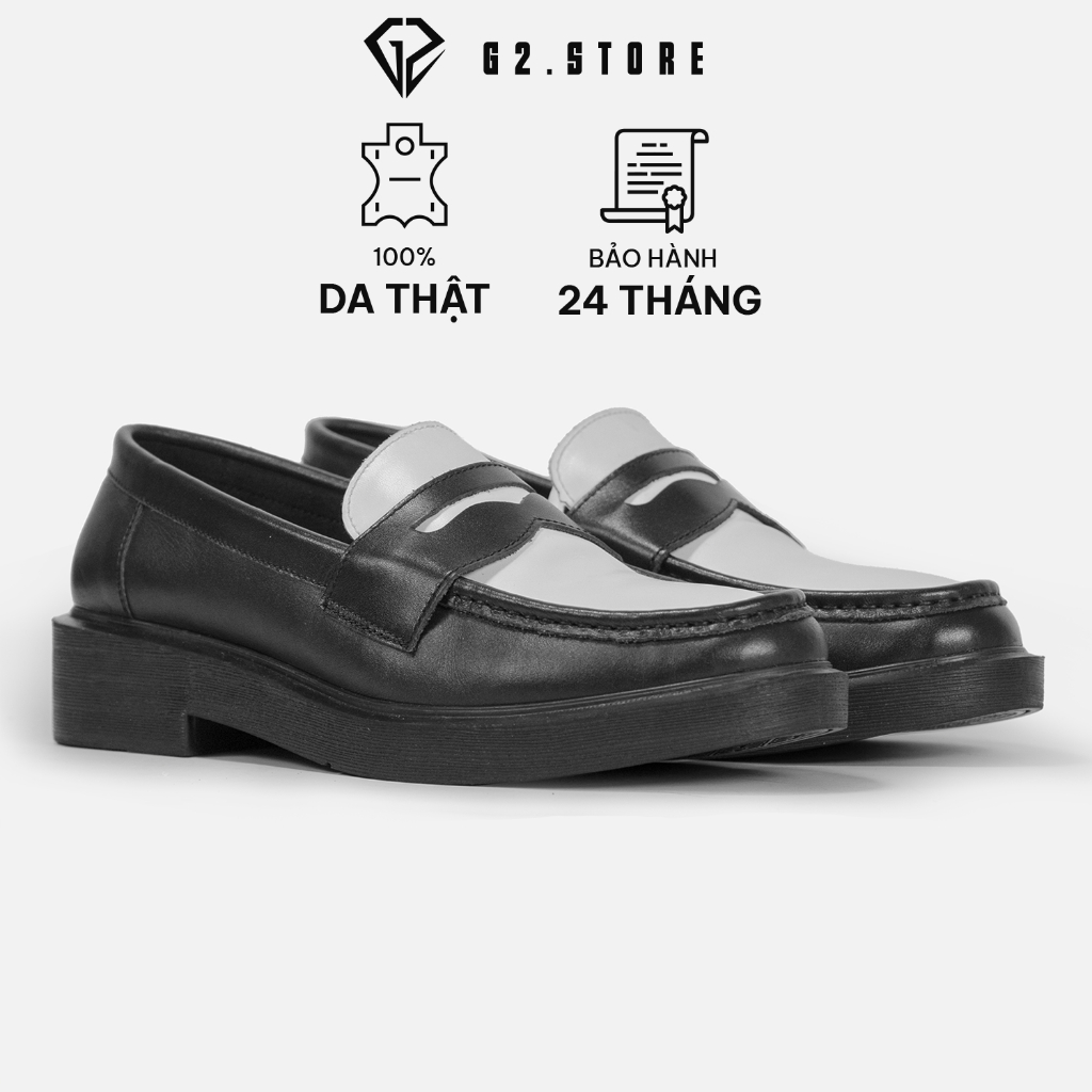 Giày tây nam G2 Loafer dáng lười bằng da bò cao cấp phù hợp trang phụ công sở để đi làm có độn đế tăng chiều cao