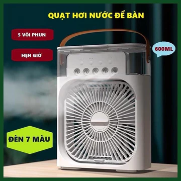 Quạt Hơi NướcThông Minh Thế Hệ Mới Có Thể Hẹn Giờ ,Quạt Hơi Nước Mini, Quạt Phun Sương Để Bàn Tích Hợp Đèn Led Nhiều Màu