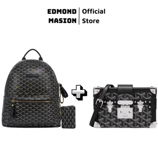 Balo EDMOND MASION MONOGRAM SS1 đen tặng ví nhỏ và cardholder size M/L balo  cặp túi EDM