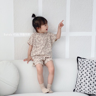 Set đồ linen cho bé Batala Kids, đồ bộ bé gái hoa nhí vintage phong cách Hàn Quốc cho bé từ 10-22kg LINENHOANHI
