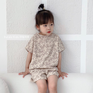 Set đồ linen cho bé Batala Kids, đồ bộ bé gái hoa nhí vintage phong cách Hàn Quốc cho bé từ 10-22kg LINENHOANHI
