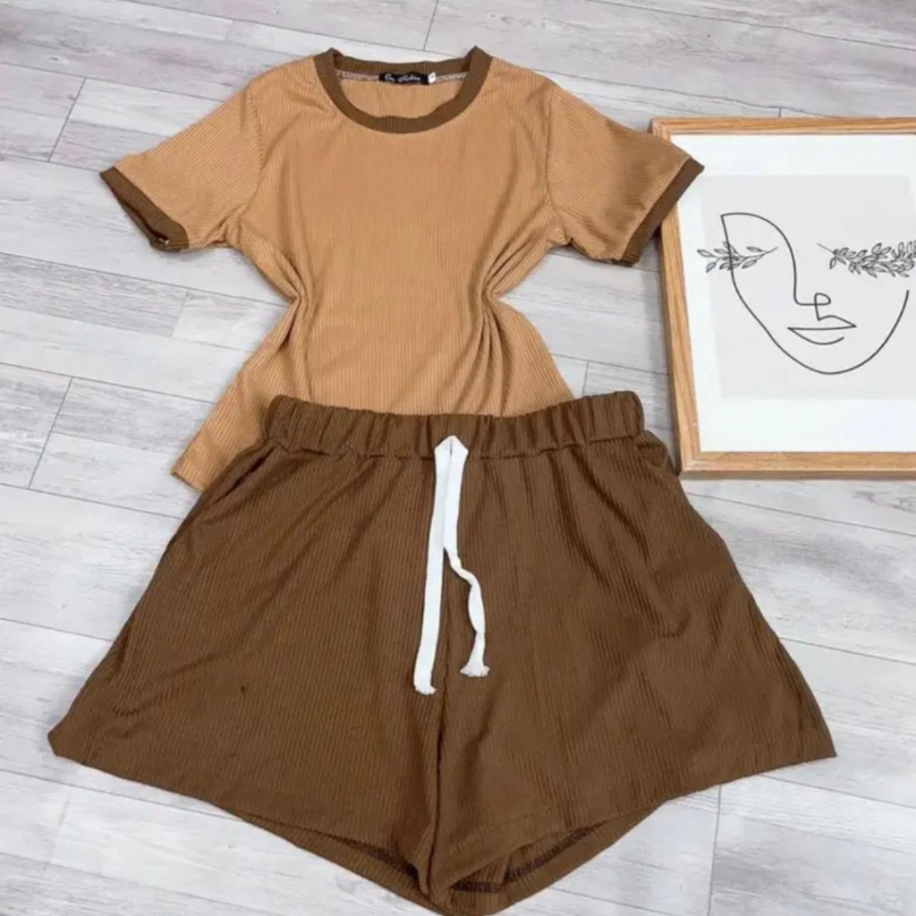 Set đồ bộ nữ bigsize quần đùi thun gân hottrend ESHOP Đồ bộ nữ đồ mặc nhà thoải mái đẹp dễ thương mùa hè thoáng mát 137
