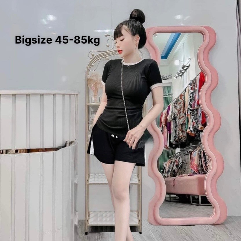 Set đồ bộ nữ bigsize quần đùi thun gân hottrend ESHOP Đồ bộ nữ đồ mặc nhà thoải mái đẹp dễ thương mùa hè thoáng mát 137