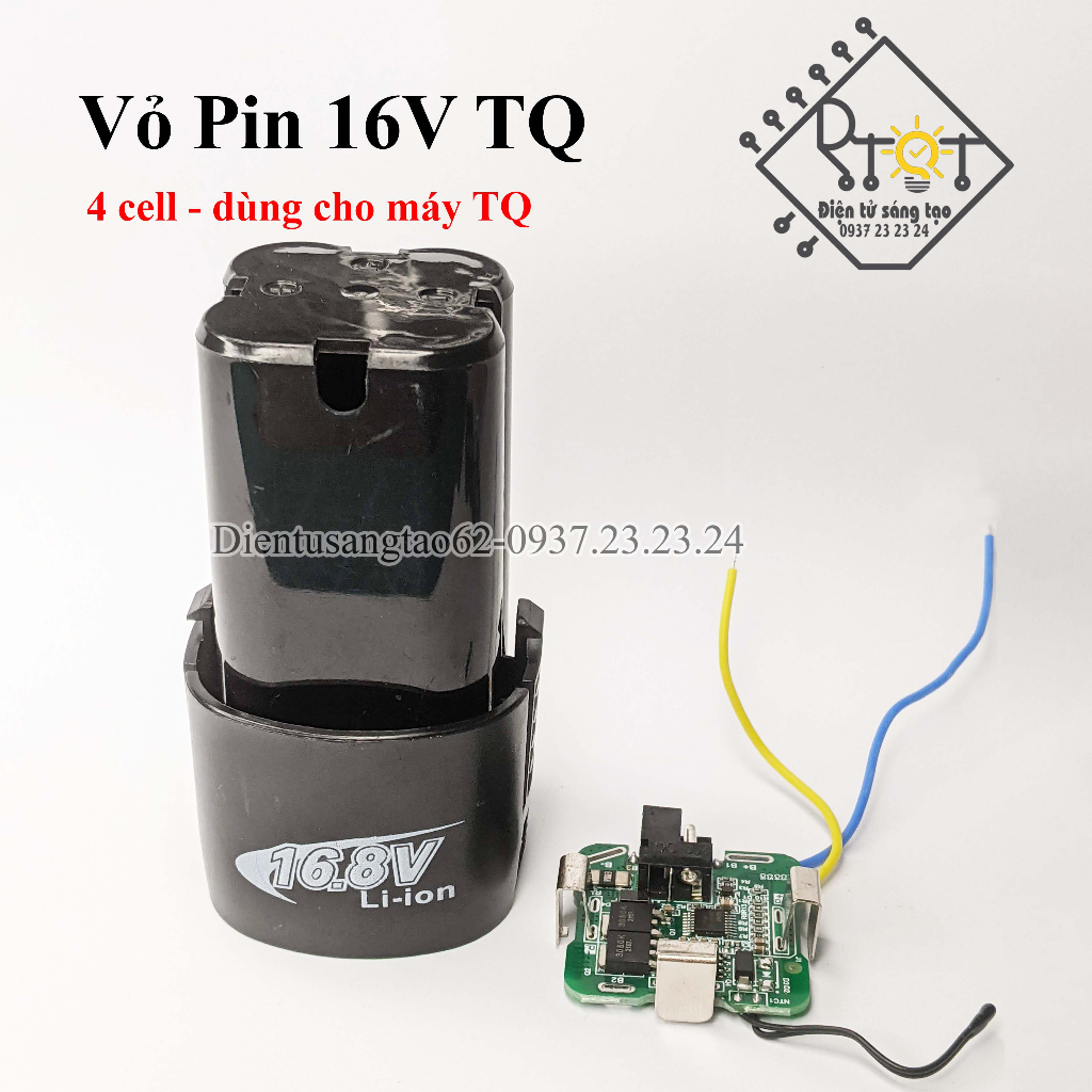 151 [ DTST62 ] Vỏ, mạch pin TQ 16.8V 4S- 1P loại vỏ trụ vuông, lắp 4 ...