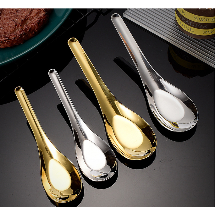 Muỗng inox 316 môi inox 304 vàng titan cổ điển Hàn Quốc muỗng sâu soup ...